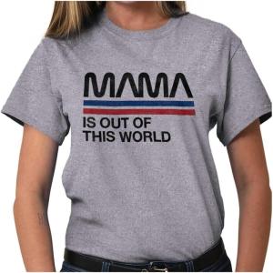 Brisco Brands Mama is Out of This World Space Joke Womens Graphic T Shirt Tees(Sport Grey)
