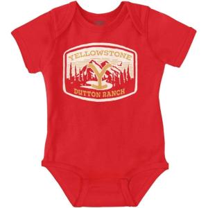Brisco Brands Y Yellowstone Dutton Ranch Mountains Baby Romper Boys or Girls(Red)