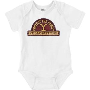 Brisco Brands Y Yellowstone Protect the Family Baby Romper Boys or Girls(White)