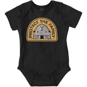 Brisco Brands Y Yellowstone Protect the Family Barn Baby Romper Boys or Girls(Black)