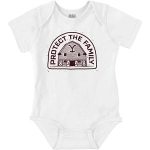 Brisco Brands Y Yellowstone Protect the Family Barn Baby Romper Boys or Girls(White)