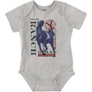 Brisco Brands Y Yellowstone Your Ranch Your Rules Baby Romper Boys or Girls(Heather)