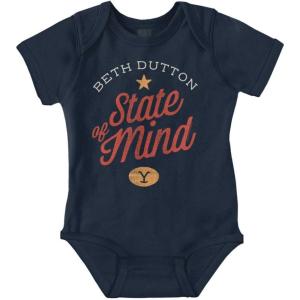 Brisco Brands Yellowstone Beth Dutton State of Mind Baby Romper Boys or Girls(Navy)