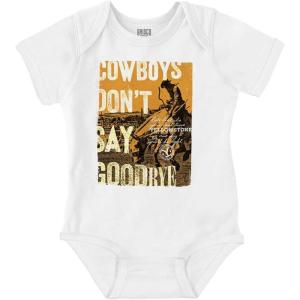 Brisco Brands Yellowstone Cowboys Don’t Say Goodbye Baby Romper Boys or Girls(White)