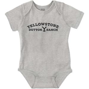 Brisco Brands Yellowstone Dutton Ranch Arch Logo Baby Romper Boys or Girls(Heather)