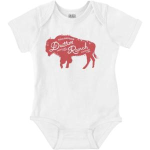 Brisco Brands Yellowstone Dutton Ranch Buffalo Baby Romper Boys or Girls(White)