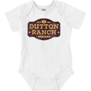 Brisco Brands Yellowstone Dutton Ranch Sign Baby Romper Boys or Girls(White)