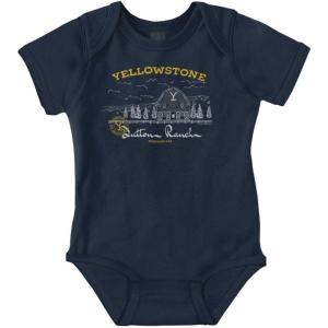 Brisco Brands Yellowstone Dutton Ranch Y Barn Baby Romper Boys or Girls(Navy)