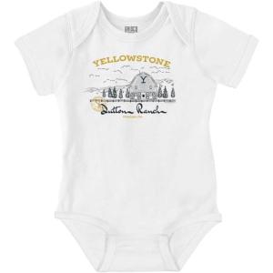 Brisco Brands Yellowstone Dutton Ranch Y Barn Baby Romper Boys or Girls(White)