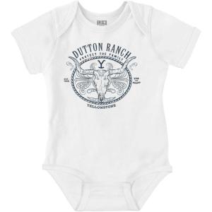 Brisco Brands Yellowstone Dutton Ranch Y Bull Baby Romper Boys or Girls(White)