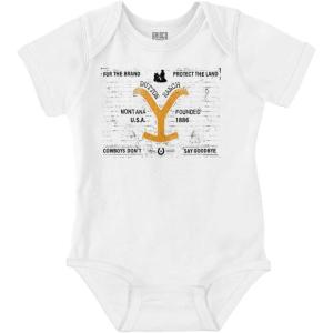 Brisco Brands Yellowstone For Brand Protect Land Baby Romper Boys or Girls(White)