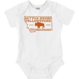 Brisco Brands Yellowstone Montana State Ranch Baby Romper Boys or Girls(White)
