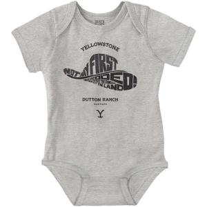 Brisco Brands Yellowstone Not My First Rodeo Hat Baby Romper Boys or Girls(Heather)