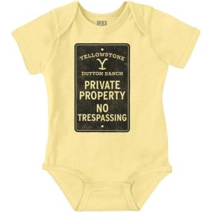 Brisco Brands Yellowstone Private Property Sign Baby Romper Boys or Girls(Banana)