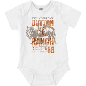 Brisco Brands Yellowstone Ranch Buffalo Last Ride Baby Romper Boys or Girls(White)