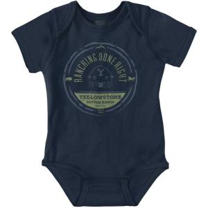 Brisco Brands Yellowstone Ranching Done Right Baby Romper Boys or Girls(Navy)
