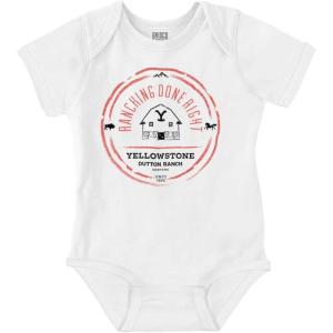 Brisco Brands Yellowstone Ranching Done Right Baby Romper Boys or Girls(White)