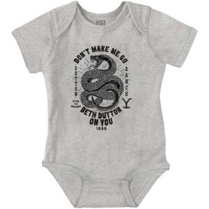 Brisco Brands Yellowstone Snake Beth Dutton On You Baby Romper Boys or Girls(Heather)