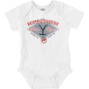 Brisco Brands Yellowstone Y Dutton Ranch Logo Baby Romper Boys or Girls(White)