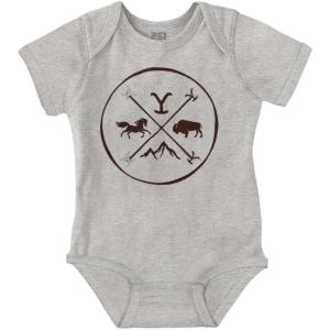 Brisco Brands Yellowstone Y Horse Buffalo Mountain Baby Romper Boys or Girls(Heather)