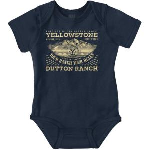 Brisco Brands Yellowstone Your Ranch Your Rules Baby Romper Boys or Girls(Navy)