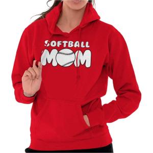Classic Teaze Softball Mom Proud Sports Mother Hoodie Sweatshirt Women(Red)
