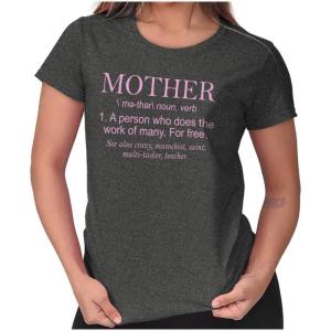 Funny Mother Definition Cute Mom Womens Slim Fit Graphic Tee(Dark Heather)