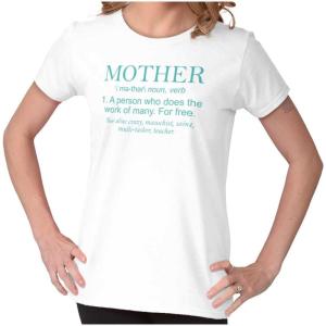 Funny Mother Definition Cute Mom Womens Slim Fit Graphic Tee(White)