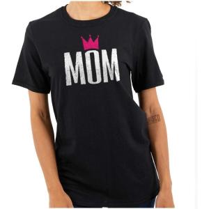 Queen Mom Cute Mothers Day Present Womens Graphic T Shirt Tees(Black)