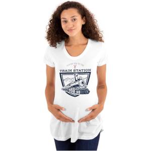 Womens Maternity Y Yellowstone Ranch Train Station T Shirt Tee