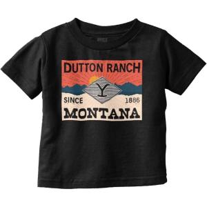 Y Yellowstone Dutton Ranch Montana Toddler Boy Girl T Shirt(Black)