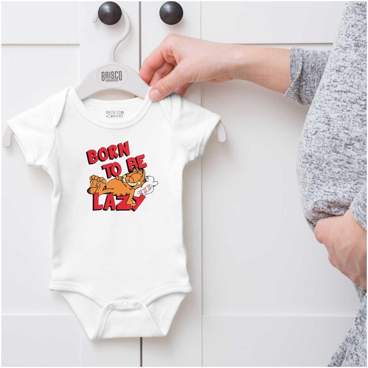 imageBrisco Brands Funny Garfield Cartoon Born Lazy Baby Romper Boys or GirlsWhite
