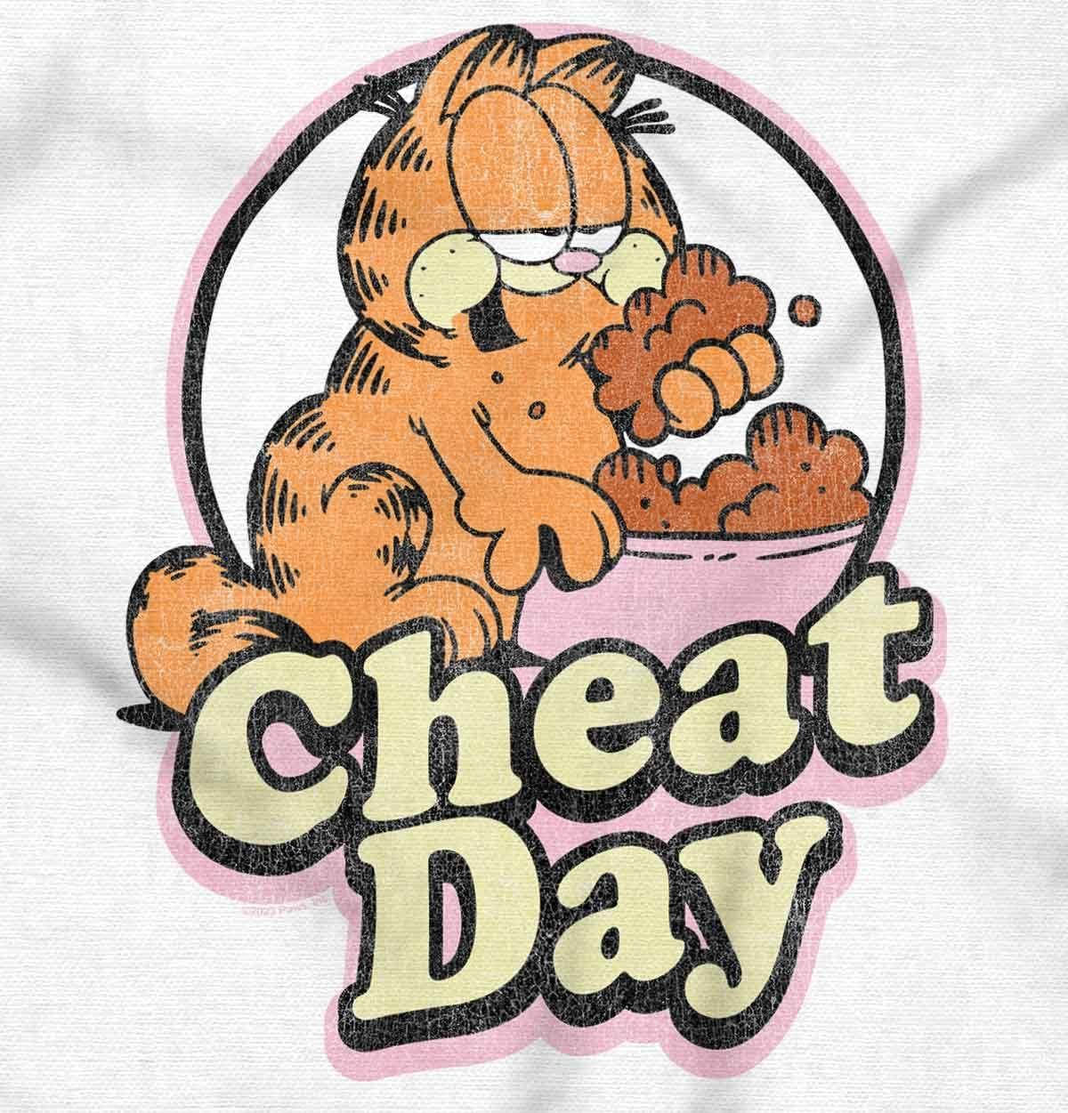 imageBrisco Brands Funny Garfield Cartoon Cheat Day Baby Romper Boys or GirlsWhite