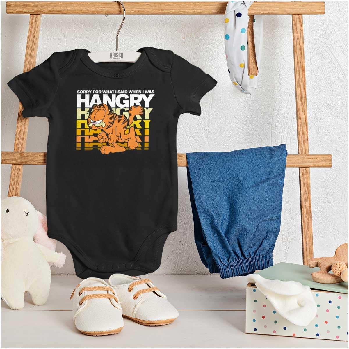 imageBrisco Brands Funny Garfield Hangry Attitude Baby Romper Boys or GirlsBlack