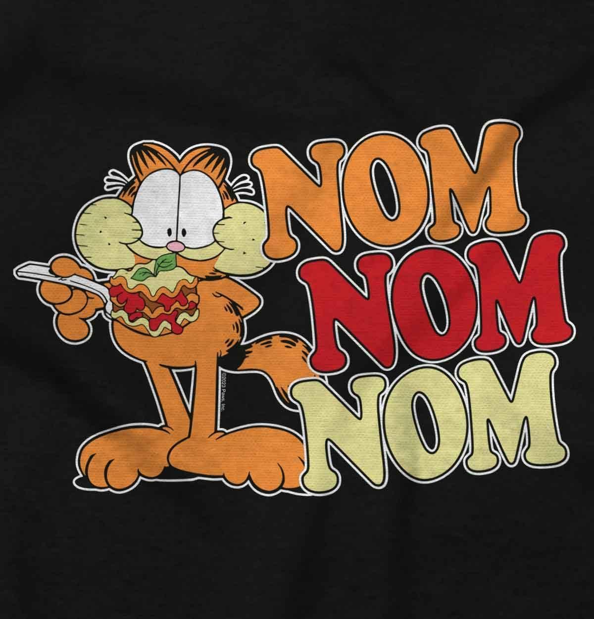 imageBrisco Brands Funny Retro Garfield Cartoon Nom Nom Baby Romper Boys or GirlsBlack