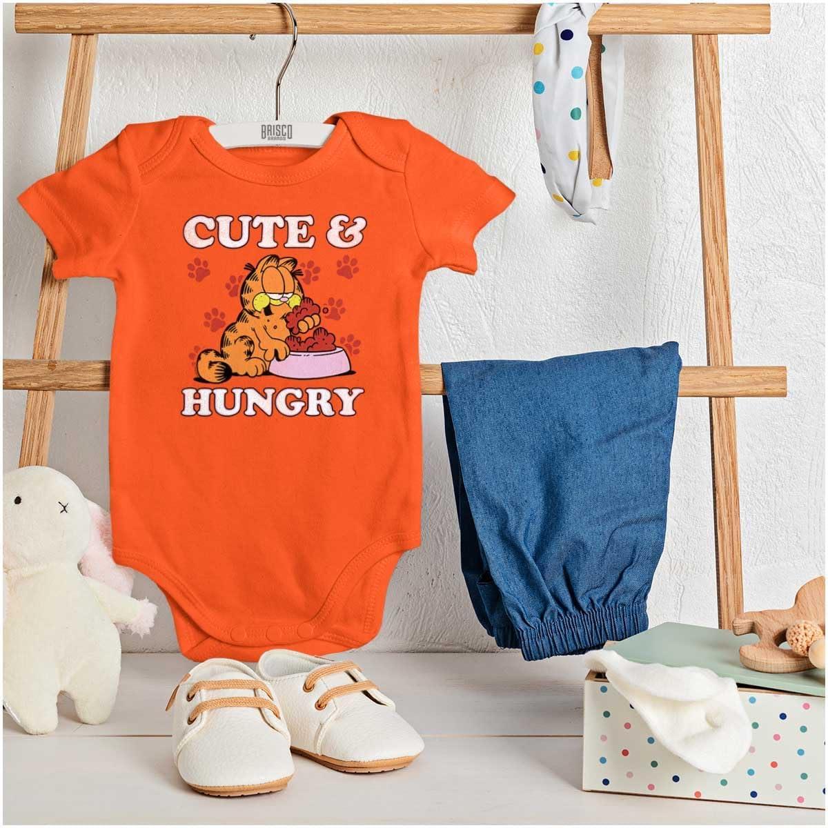 imageBrisco Brands Garfield Cartoon Cute and Hungry Baby Bodysuit Jumper GirlsOrange