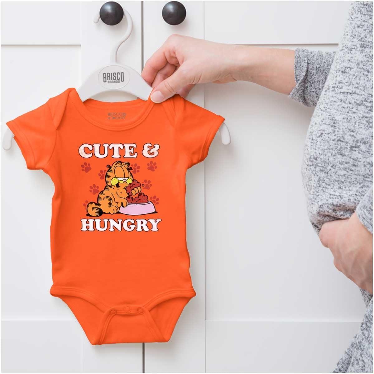 imageBrisco Brands Garfield Cartoon Cute and Hungry Baby Bodysuit Jumper GirlsOrange