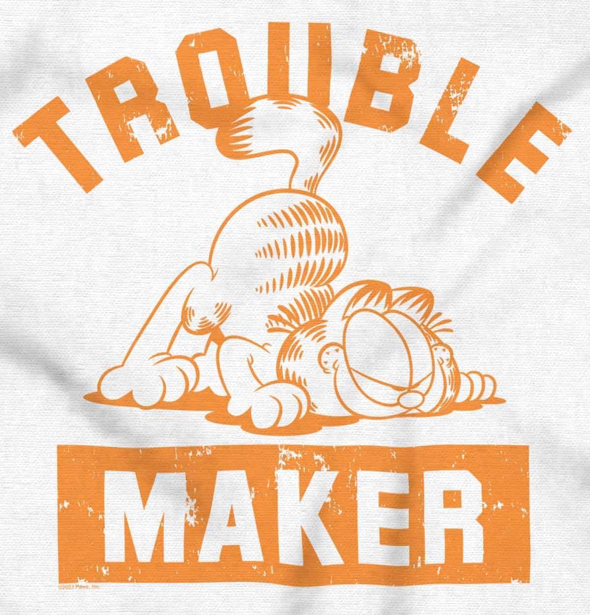 imageBrisco Brands Retro Garfield Cartoon Troublemaker Baby Romper Boys or GirlsWhite