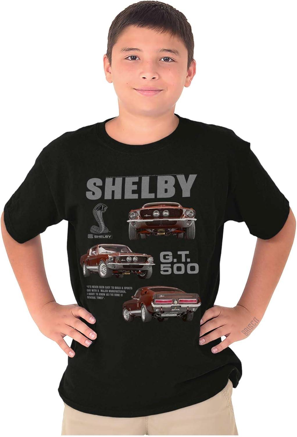 imageBrisco Brands Shelby Racing GT 500 Muscle Car Crewneck T Shirts Boy GirlBlack
