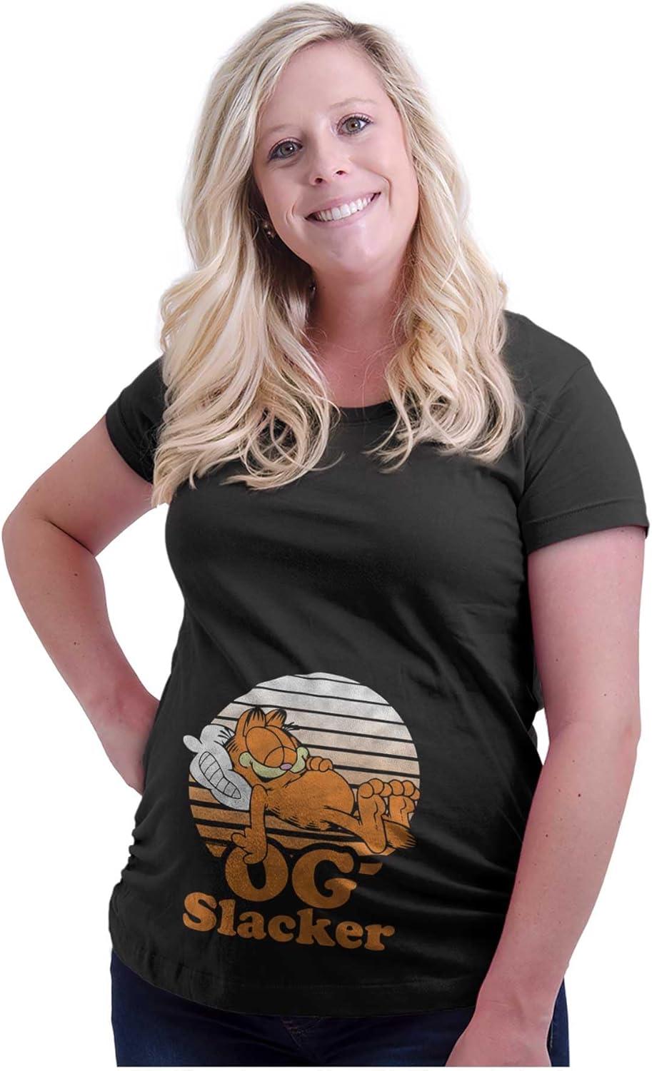 imageWomens Maternity Funny Garfield Cartoon OG Slacker T Shirt TeeBlack