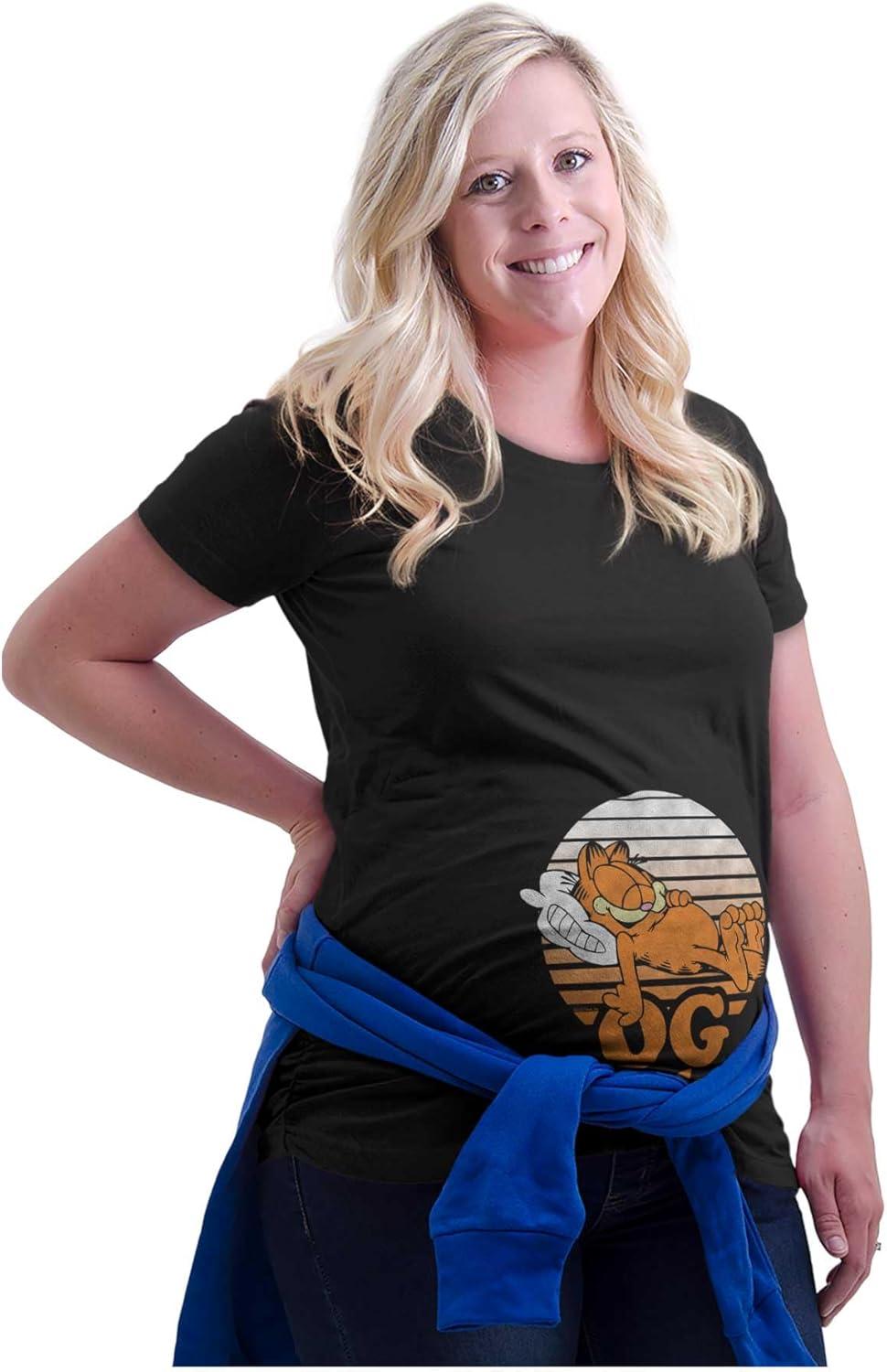 imageWomens Maternity Funny Garfield Cartoon OG Slacker T Shirt TeeBlack