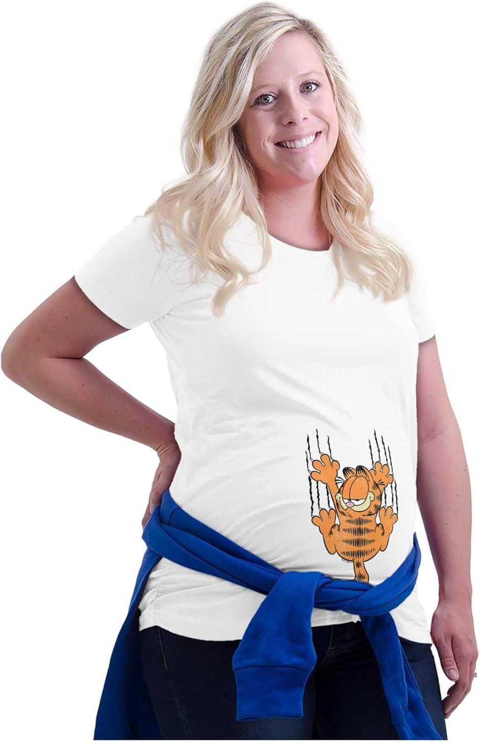imageWomens Maternity Funny Garfield Cartoon Scratching Cat T Shirt Tee