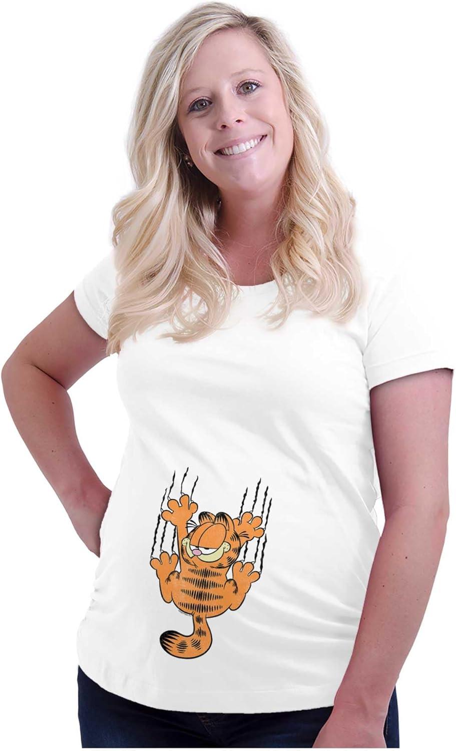 imageWomens Maternity Funny Garfield Cartoon Scratching Cat T Shirt Tee