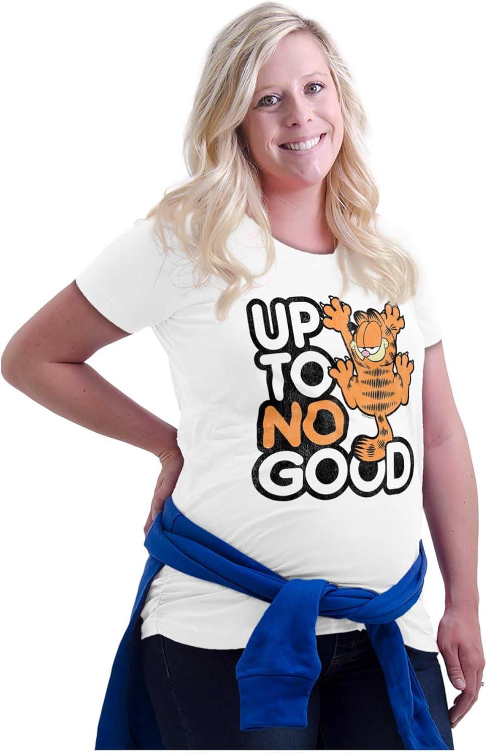 imageWomens Maternity Funny Garfield Cartoon Up to No Good T Shirt Tee