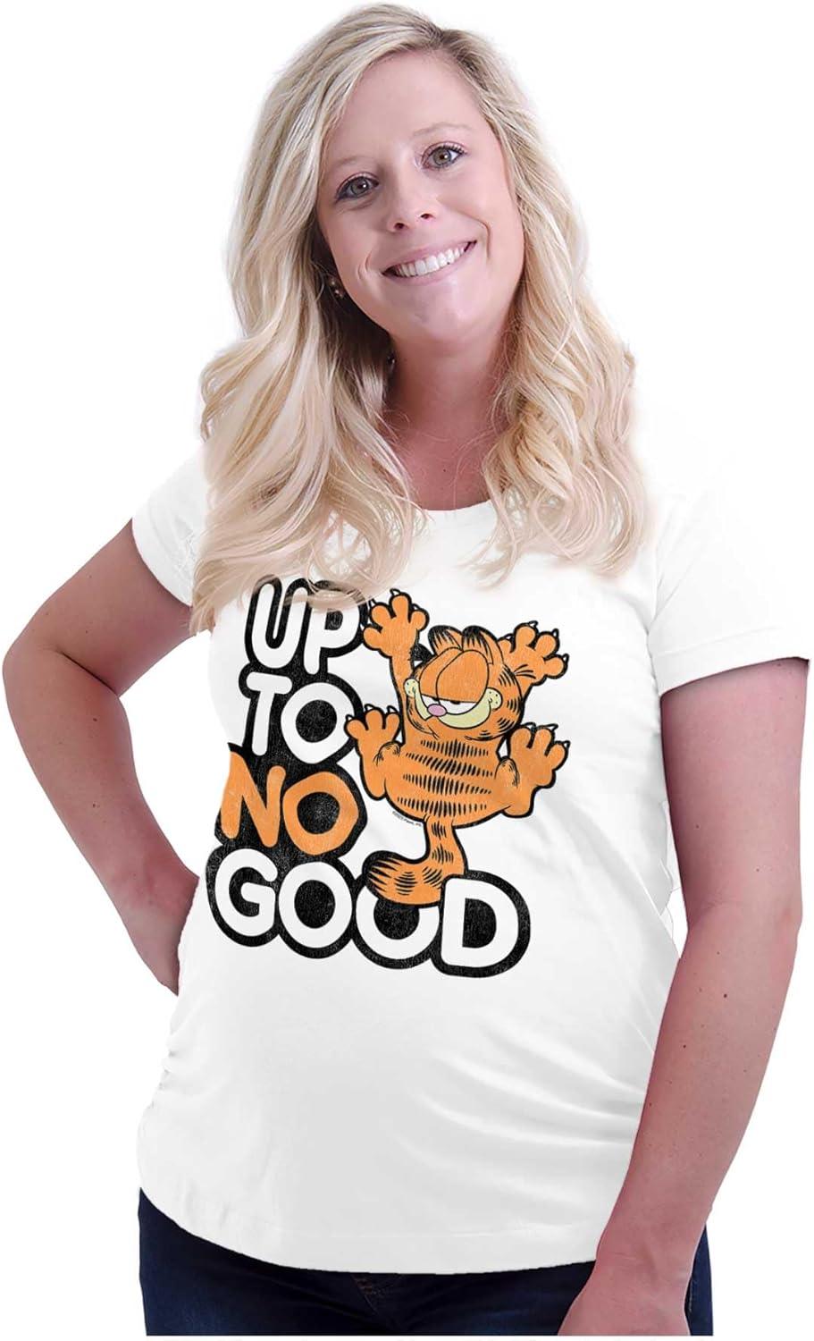 imageWomens Maternity Funny Garfield Cartoon Up to No Good T Shirt Tee