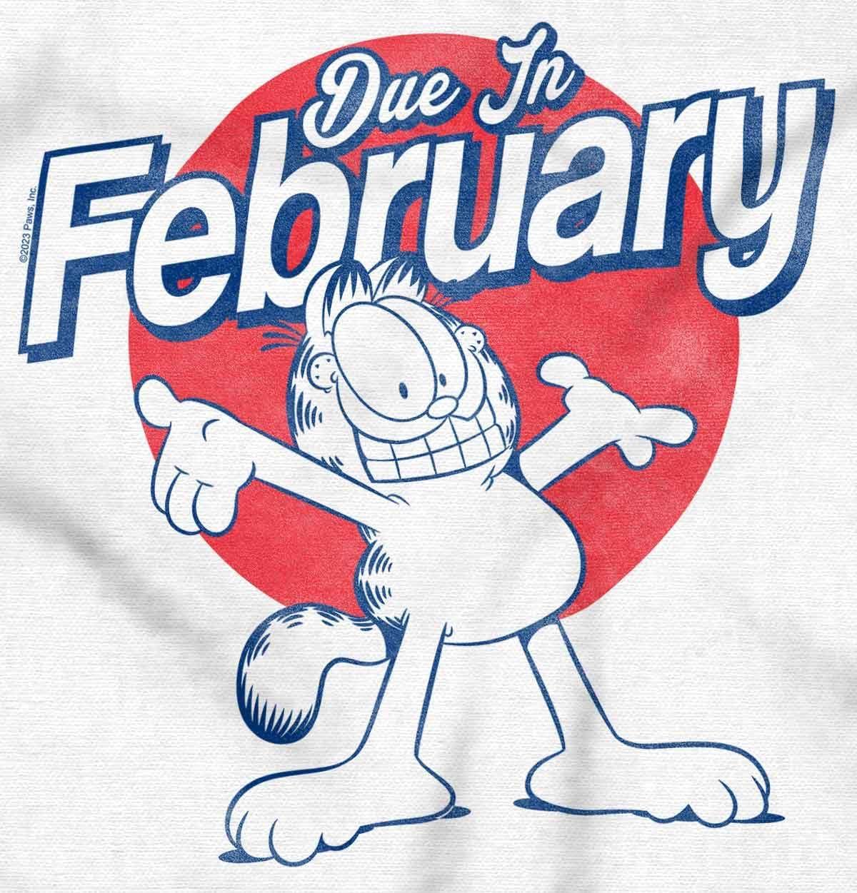 imageWomens Maternity Garfield Cartoon Cat Due in February T Shirt Tee