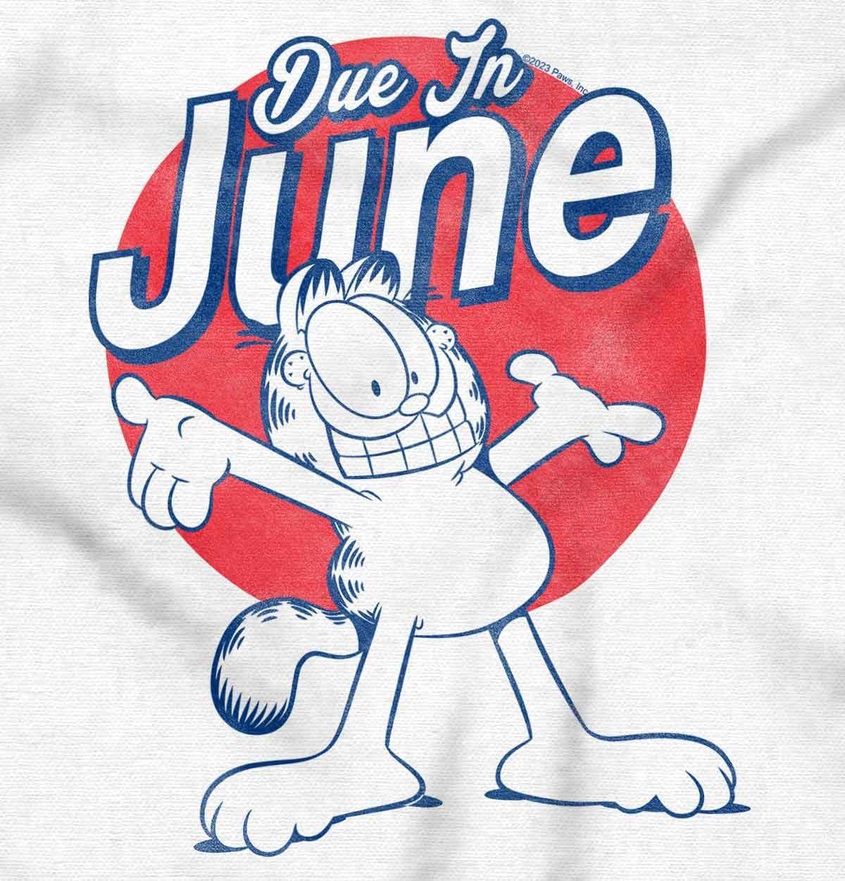 imageWomens Maternity Garfield Cartoon Cat Due in June T Shirt Tee