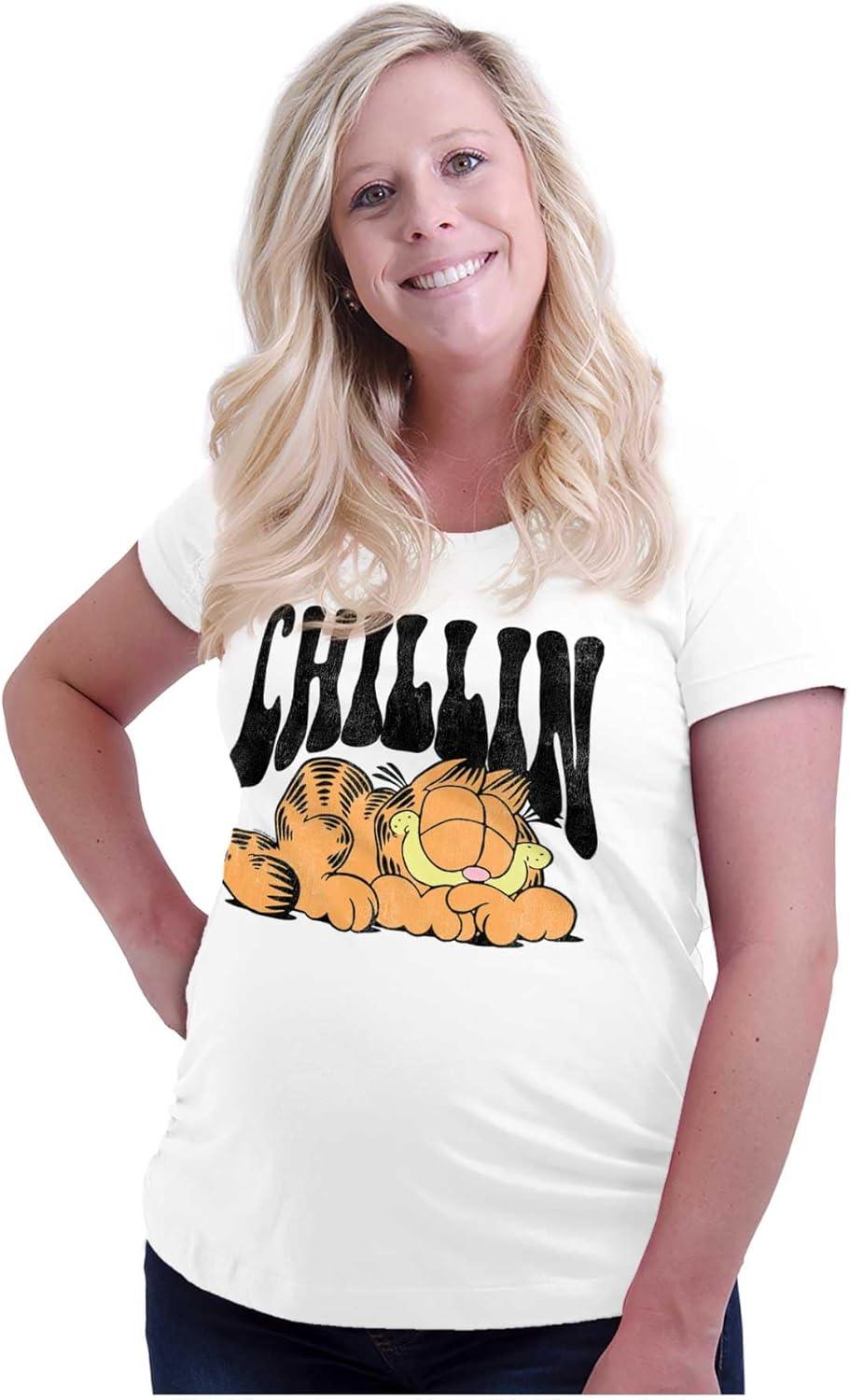 imageWomens Maternity Retro Garfield Cartoon Chillin T Shirt Tee