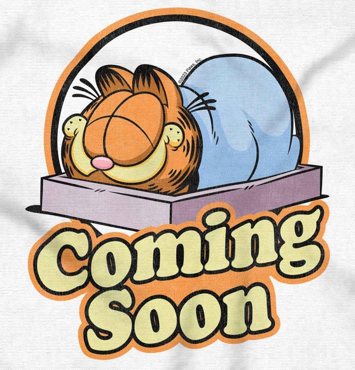 imageWomens Maternity Retro Garfield Cartoon Coming Soon T Shirt Tee