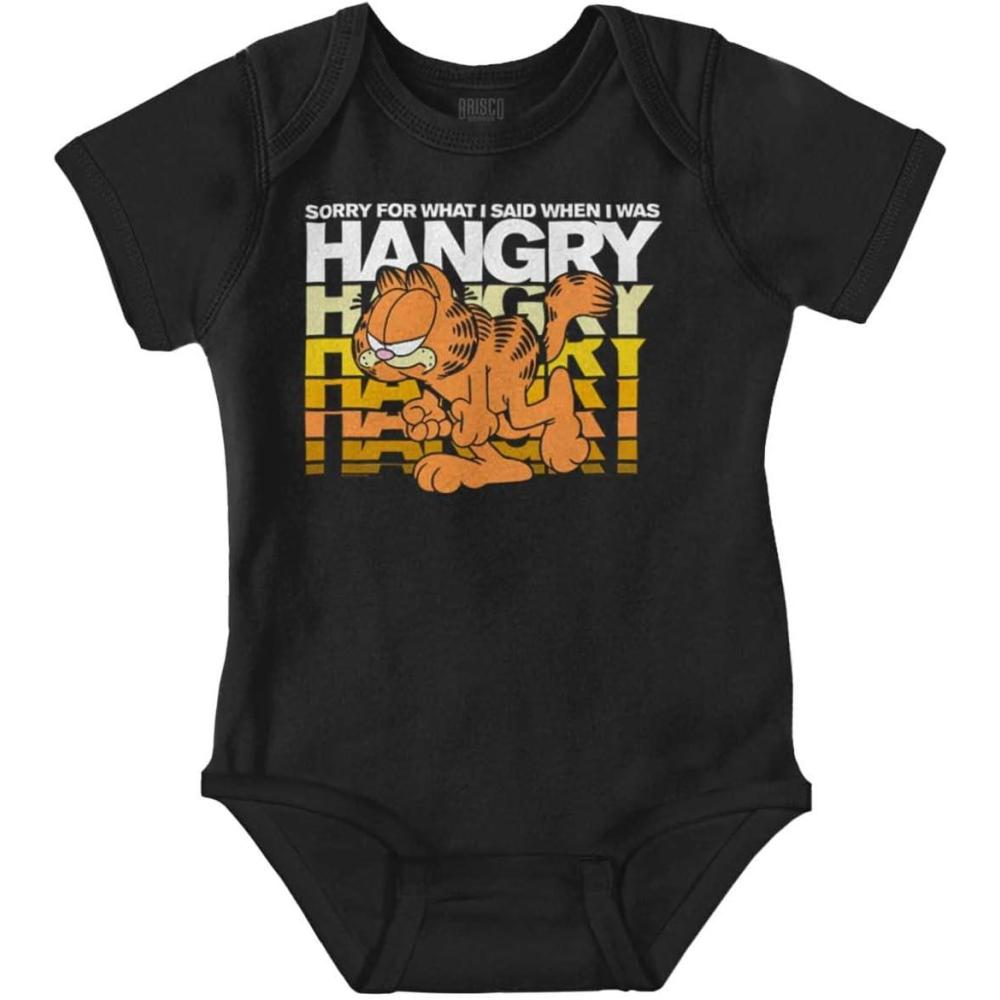 imageBrisco Brands Funny Garfield Hangry Attitude Baby Romper Boys or GirlsBlack